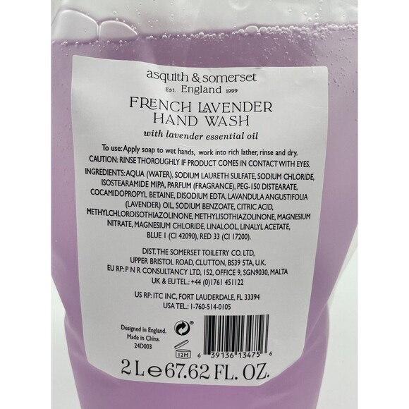 ASQUITH & SOMERSET ENGLAND " FRENCH LAVENDER " Hand Wash Refill Pouch Huge 67 oz - Picture 4 of 6